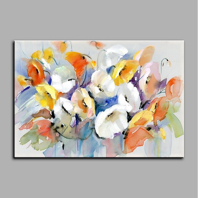  Hang-geschilderd olieverfschilderij Handgeschilderde - Bloemenmotief / Botanisch Modern Kangas
