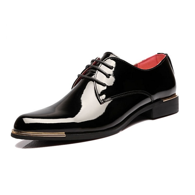  Men's Oxfords Dress Shoes Derby Shoes Business Classic Daily Party & Evening Office & Career Patent Leather Non-slipping Wear Proof White Black Red Fall Spring
