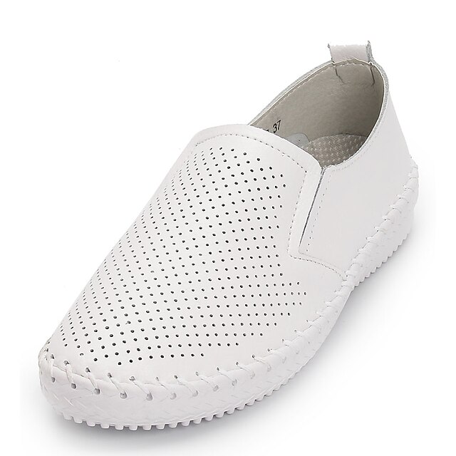  Women's Loafers & Slip-Ons Flat Heel Round Toe PU Comfort Spring / Fall White / Black