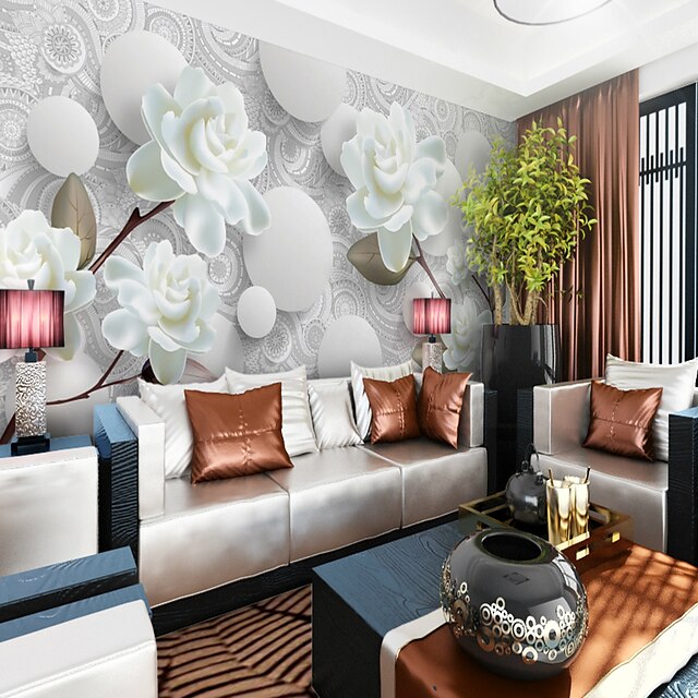 White Peony Flower Custom 3D Large Wall Covering Mural Wallpaper Fit Coffee Room Bedroom Hotel