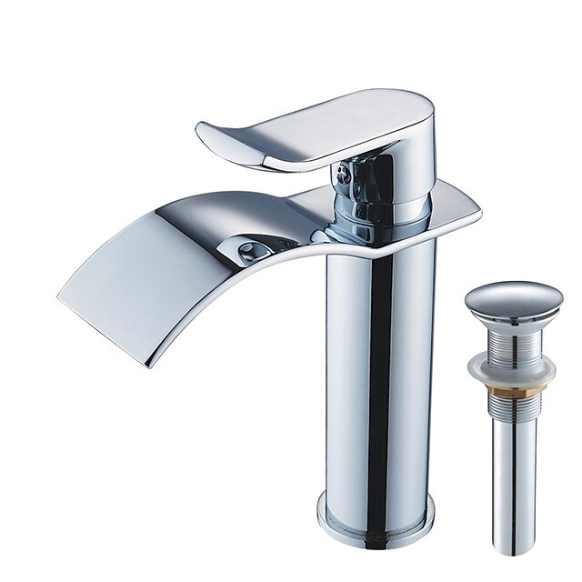  Faucet Set - Waterfall Chrome Centerset Single Handle One HoleBath Taps