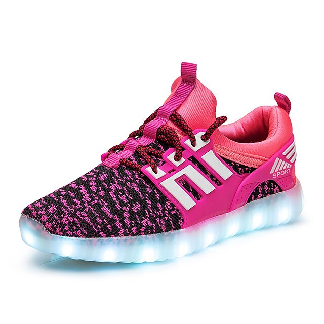  Para Meninas Sapatos Tule Primavera / Verão / Outono Conforto / Tênis com LED Caminhada LED para Azul / Rosa claro / Rosa Claro / TR