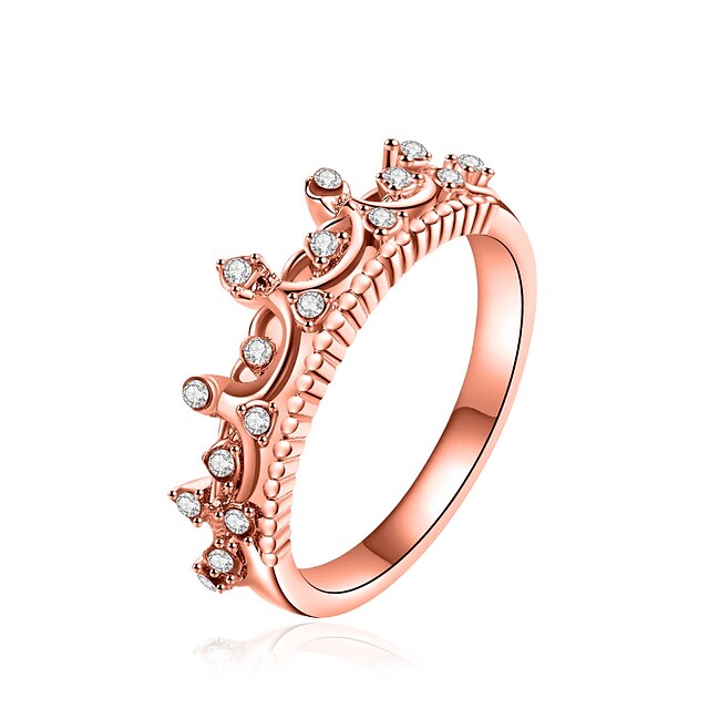  טבעת הטבעת טבעת הכתר של הנסיכה For בגדי ריקוד נשים יהלום סינתטי חג מולד מפלגה שלב זירקון סגסוגת גיאומטרי כתר