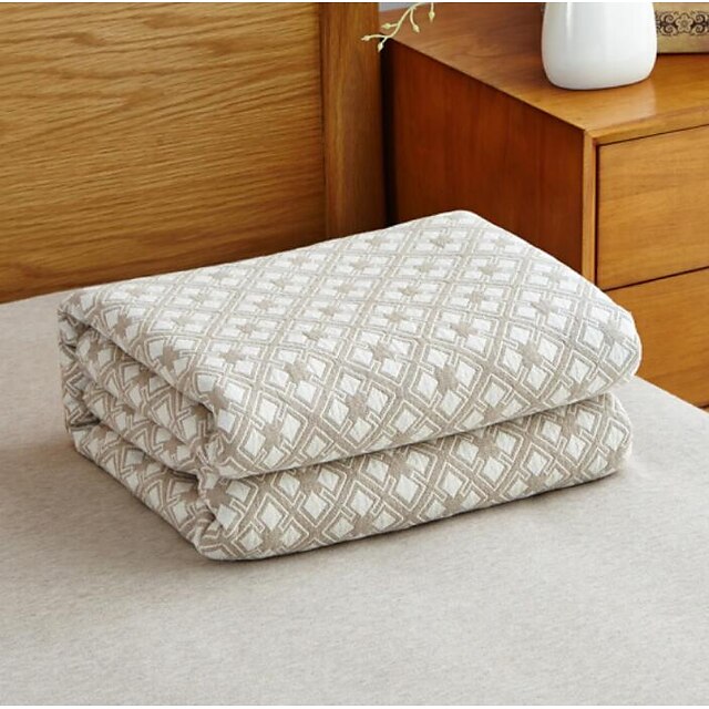  Bed Blankets, Geometric Cotton Blend Thicken Blankets