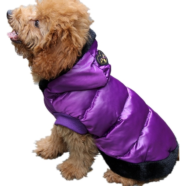  Dog Coat Solid Colored Casual / Daily Winter Dog Clothes Purple Red Gray Costume Cotton S M L XL