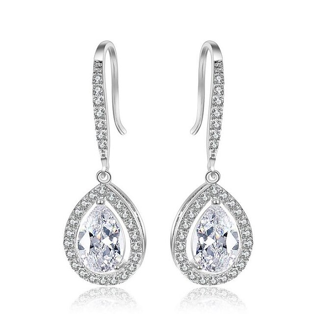  Women's Diamond Cubic Zirconia tiny diamond Drop Earrings Hanging Earrings Drop Ladies Fashion Blinging Zircon Earrings Jewelry Rose Gold / Silver For Wedding