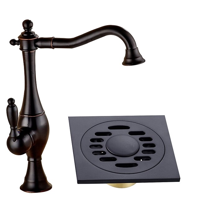  Fürdőszoba mosogató csaptelep - Széleskörű Olajjal kezelt bronz Három lyukas Egy fogantyú egy lyukkal