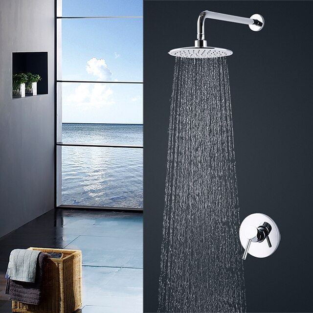  Duschkran Uppsättning - Regn Nutida / Modern Stil Krom Väggmonterad Keramisk Ventil Bath Shower Mixer Taps / Mässing