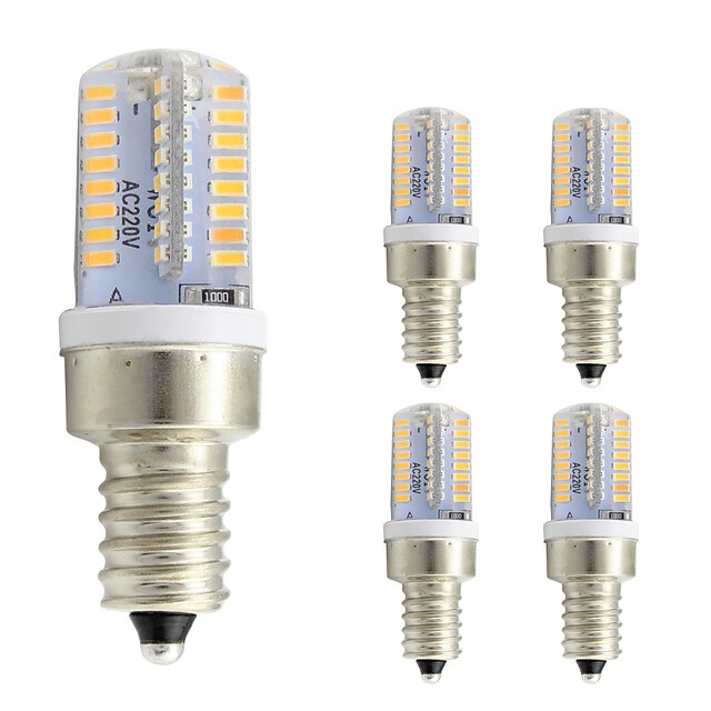  5pcs 3w e12 led mini ampoule lustre 64 smd 3014 blanc chaud / blanc froid 220-240 v