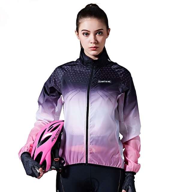 SANTIC 女性用 サイクリングジャケット バイク トップス 防風 スポーツ バイオレット マウンテンサイクリング ロードバイク 衣類 上級 リラックスフィット サイクルウェア