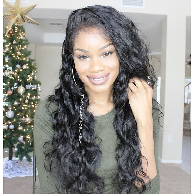  Human Hair Glueless Lace Front Lace Front Wig Side Part style Brazilian Hair Wavy Body Wave Wig 250% Density with Baby Hair Natural Hairline African American Wig 100% Hand Tied Pre-Plucked Women's