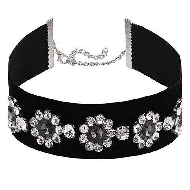  Women's Long Choker Necklace Floral / Botanicals Flower Ladies Fashion Adjustable Black Necklace Jewelry For Party Stage Formal Holiday