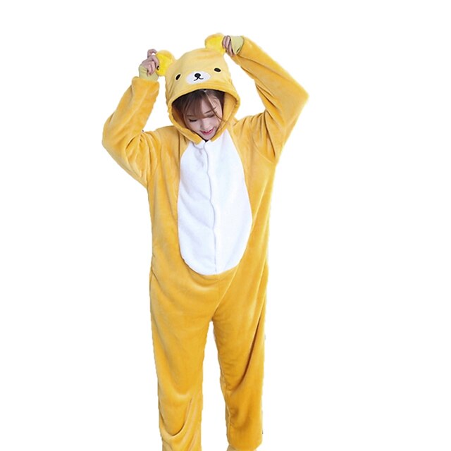  Erwachsene Kigurumi-Pyjamas Bär Pyjamas-Einteiler Flanell Gelb Cosplay Für Herren und Damen Tiernachtwäsche Karikatur Fest / Feiertage Kostüme