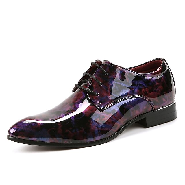  Men's Printed Oxfords Leather Spring / Fall Wedding Shoes Purple / Blue / Party & Evening / Lace-up / Party & Evening