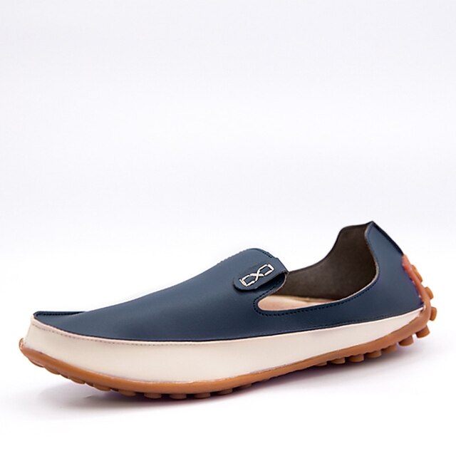  Men's Shoes Leatherette Spring / Summer Moccasin / Light Soles Loafers & Slip-Ons Beige / Dark Blue
