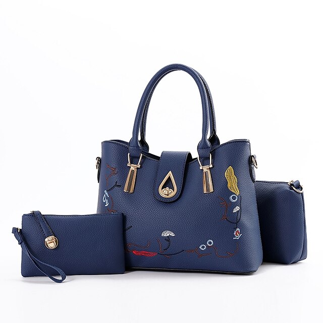  Damen Taschen PU Bag Set Rüschen / Reißverschluss Grau / Purpur / Wein / Beutel Sets