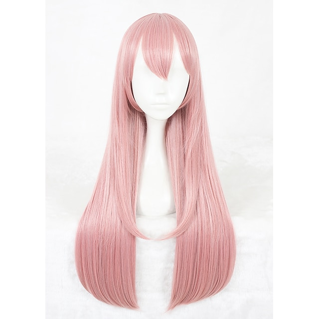  Pink Wig Technoblade Cosplay Synthetic Wig Straight Straight Wig Long Pink Synthetic Hair Faux Locs Wig Pink