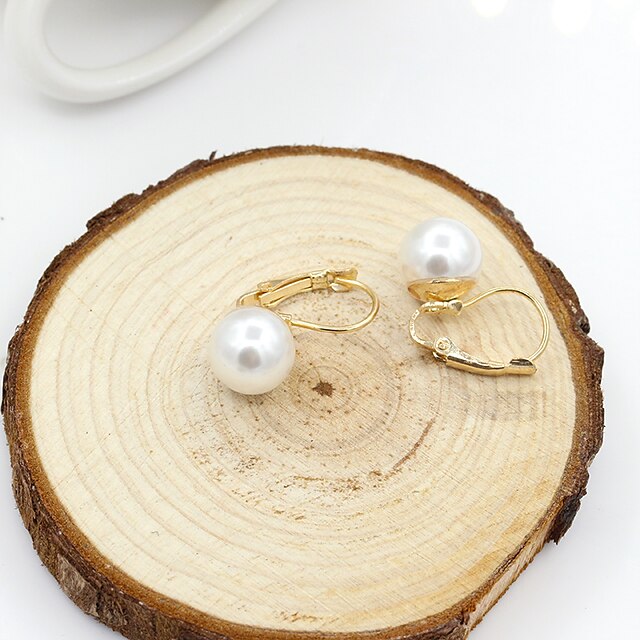  Damen Tropfen-Ohrringe Billig damas Personalisiert Einfach Modisch Künstliche Perle Ohrringe Schmuck Gold Für Alltag Verabredung
