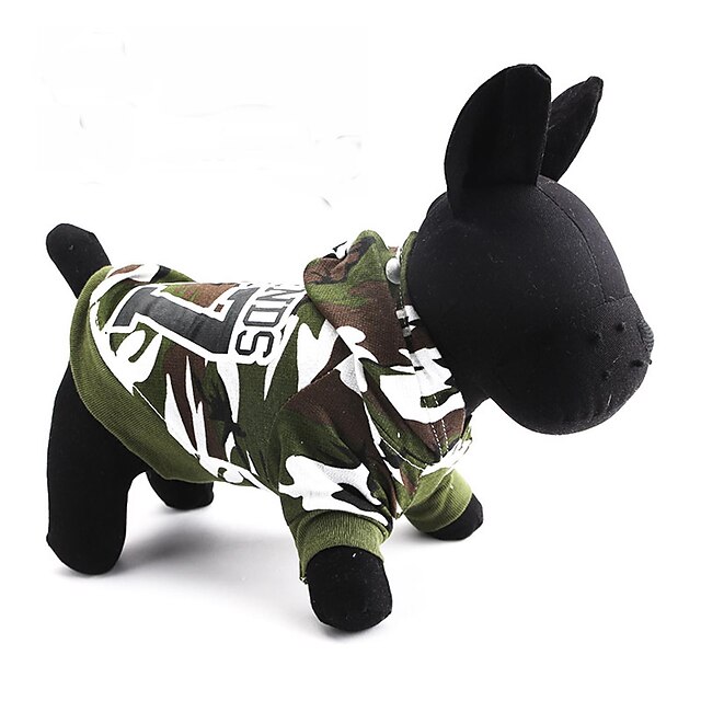  Cat Dog Hoodie Puppy Clothes Camo / Camouflage Dog Clothes Puppy Clothes Dog Outfits Breathable Green Costume for Girl and Boy Dog Cotton XS S M L