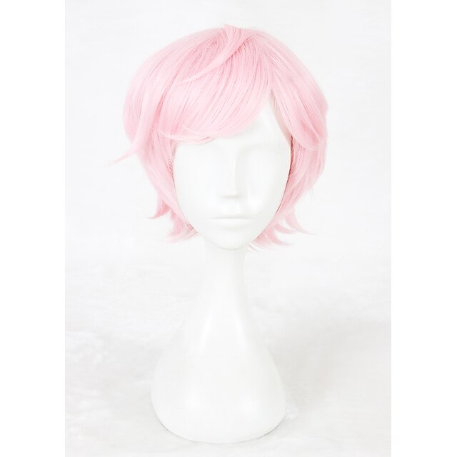  cosplay disfraz peluca peluca sintética cosplay peluca recta kardashian peluca recta corta rosa pelo sintético faux locs peluca rosa