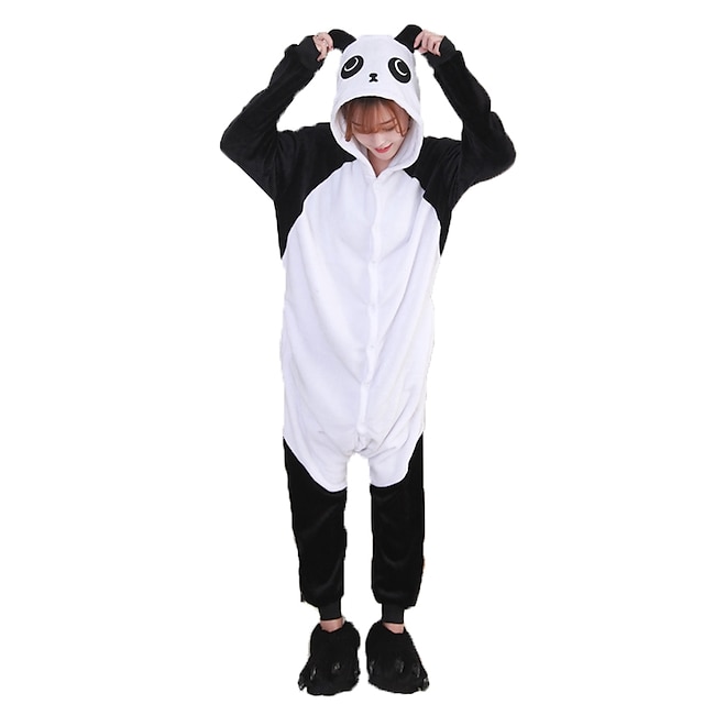  Erwachsene Kigurumi-Pyjamas Panda Stickerei Pyjamas-Einteiler Flanell Cosplay Für Herren und Damen Weihnachten Tiernachtwäsche Karikatur Fest / Feiertage Kostüme / Gymnastikanzug / Einteiler