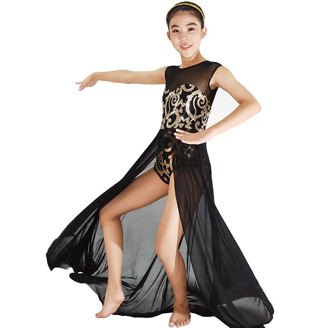  Dress Sequin Flower Women's Performance Sleeveless Natural Spandex Sequined / Ballet