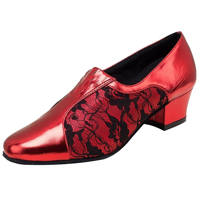  Női Latin cipők / Báli Műbőr S-hook Clasp Szandál Csipke Vaskosabb sarok Személyre szabható Dance Shoes Piros / Teljesítmény