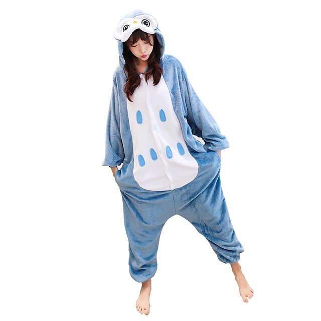  Adults' Kigurumi Pajamas Frog Owl Onesie Pajamas Flannelette Blue Cosplay For Men and Women Animal Sleepwear Cartoon Halloween Festival / Holiday