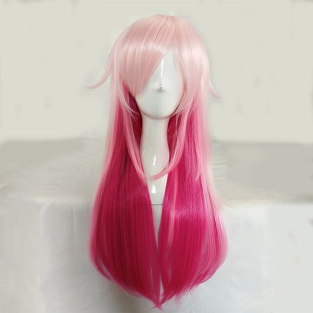  Synthetic Wig Cosplay Wig Straight Straight Wig Pink Long Gold Pink Synthetic Hair Pink hairjoy