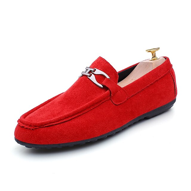  Hombre Cuero Sintético Primavera / Otoño Confort Zapatos de taco bajo y Slip-On Negro / Gris / Rojo