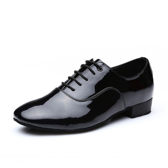  Men's Latin Shoes Ballroom Dance Shoes Character Shoes Practice Full Sole Low Heel Black
