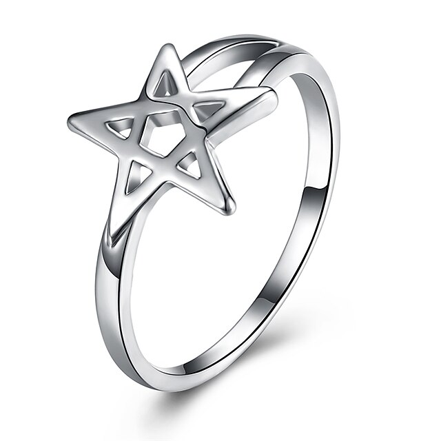  Women's Band Ring Silver Sterling Silver Ladies Luxury Classic Wedding Party Jewelry Star Love Pentagram