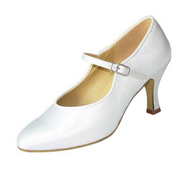  Női Modern cipők Selyem S-hook Clasp Szandál Csat Kubai sarok Személyre szabható Dance Shoes Meztelen / Fehér / Fekete / Teljesítmény / EU40