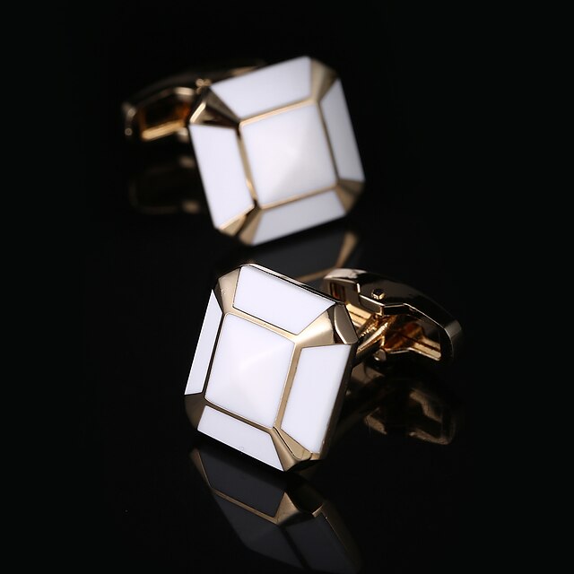  Forma Geométrica / Corte quadrado Dourado Botões de Punho Caixas de presente e Bolsas / Fashion Homens Jóias de fantasia Para