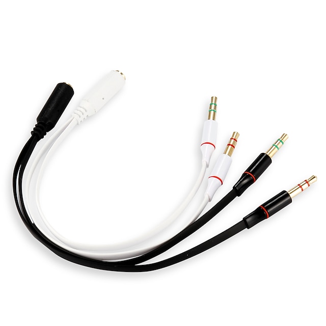  Headphone / Mic Combine Adapter 3.5mm Male 2 in 1 Female for Headset PC/Laptop