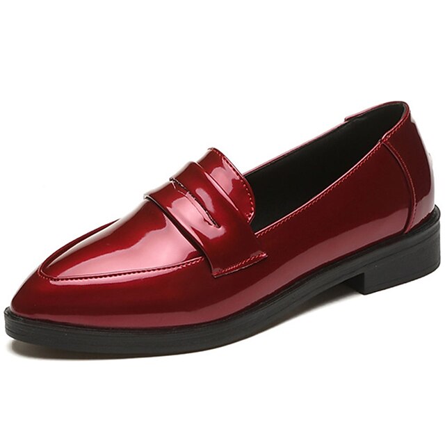  Women's Loafers & Slip-Ons Low Heel Pointed Toe Patent Leather Comfort Spring Black / Yellow / Red