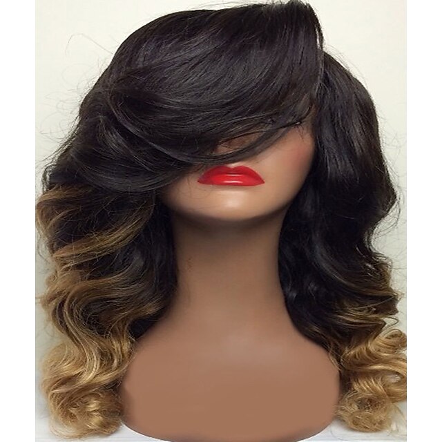  Human Hair Glueless Full Lace Full Lace Wig style Body Wave Wig 130% Density Ombre Hair Natural Hairline Glueless Women's Short Medium Length Long Human Hair Lace Wig