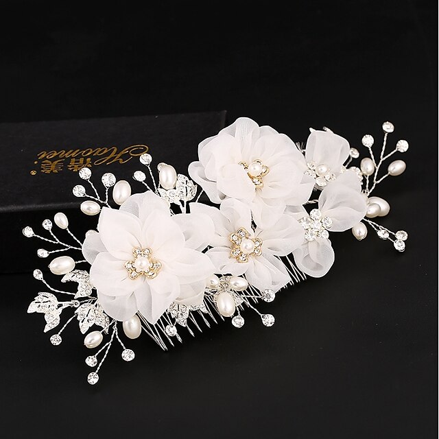  Tulle / Imitation Pearl / Silk Hair Combs / Flowers / Hair Clip with 1 Wedding / Special Occasion / Birthday Headpiece
