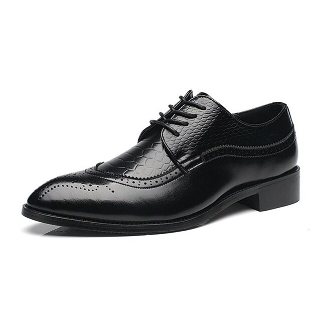  Men's Shoes Leather Spring / Fall Comfort / Formal Shoes Oxfords Black / Red / Wedding / Party & Evening