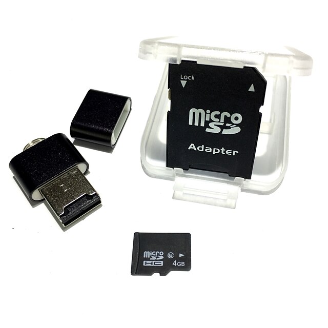  4GB MicroSDHC TF Memory Card with USB Card Reader and SDHC SD Adapter