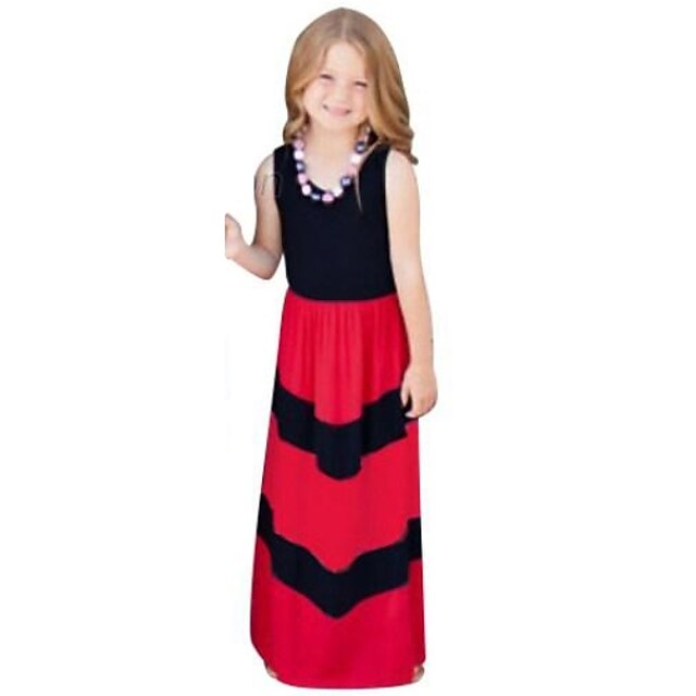  Toddler Girls' Stripes Birthday Daily Holiday Striped Sleeveless Dress Black / Cotton / Going out