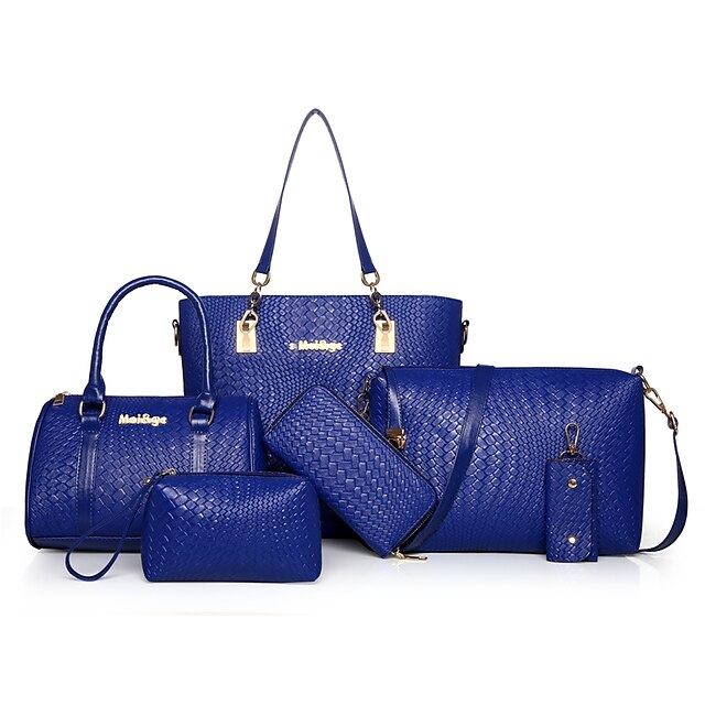  Women's Bags PU(Polyurethane) Bag Set 6 Pieces Purse Set Zipper Black / Red / Fuchsia / Bag Sets