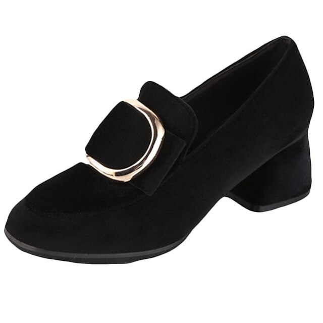 Women's Shoes Velvet Spring Comfort Heels Chunky Heel Square Toe Tassel ...