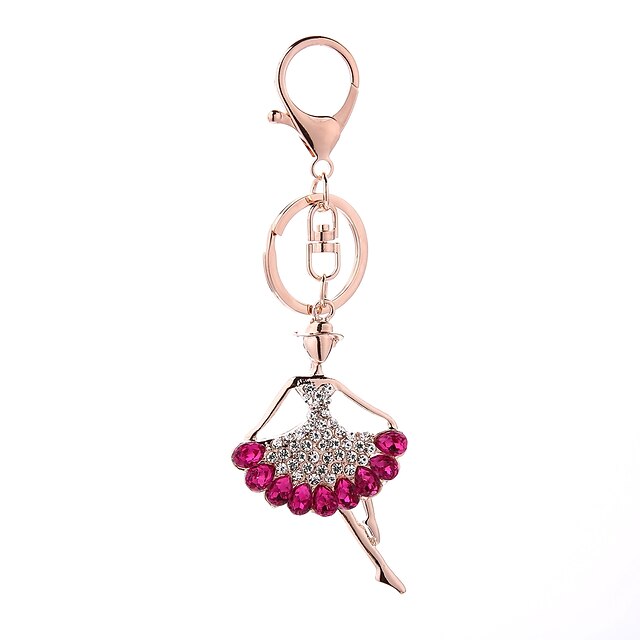  Keychain Personalized Fashion Euramerican Rhinestone Ring Jewelry Fuchsia For
