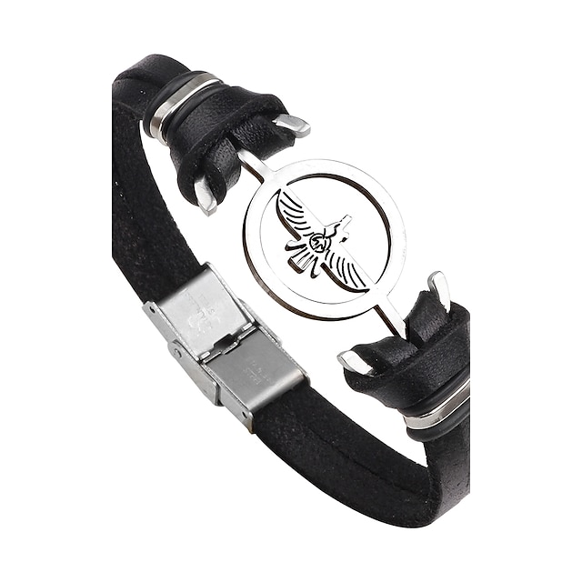  Men's Women's Leather Bracelet Bird Anchor Personalized Punk Fashion Stainless Steel Bracelet Jewelry Black / Brown For Gift Daily Casual Stage Club