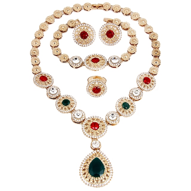 Damen Schmuck-Set - vergoldet Klassisch, Simple Style, Modisch Einschließen Halskette Gold Für Hochzeit / Party / Verlobung / Geschenk