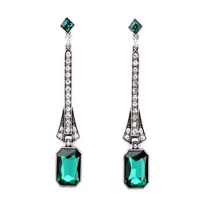  Femme Boucles d'oreille Clou Personnalisé Rétro Vintage Mode énorme Des boucles d'oreilles Bijoux Vert Emeraude Pour Scène Sortie