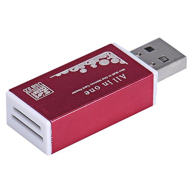  Universal Metal USB 2.0 All In 1 Multi SD TF Memory Card Reader for PC Computer China Red