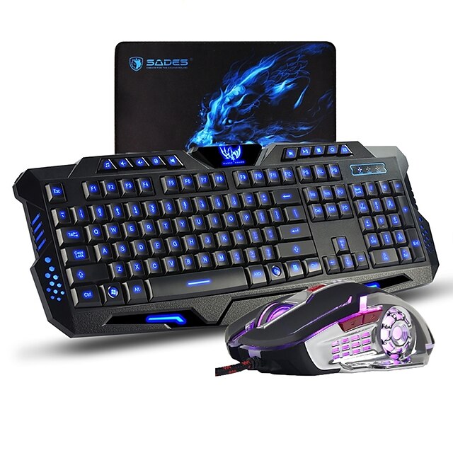  Miimall MK80 USB Wired Mouse Keyboard Combo Backlit / with Mouse Pad Membrane Keyboard Gaming Mouse 1200/1600/2000/2400/3200 dpi Gaming