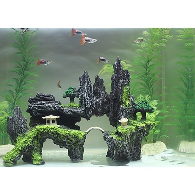  Fish Tank Aquarium Decoration Fish Bowl Ornament Stones Rock Outcrop Resin 13*14*8/17*24*9 cm